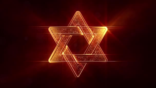 Escudo Brillante Ornamental David Israel Símbolo Tradicional — Vídeo de stock