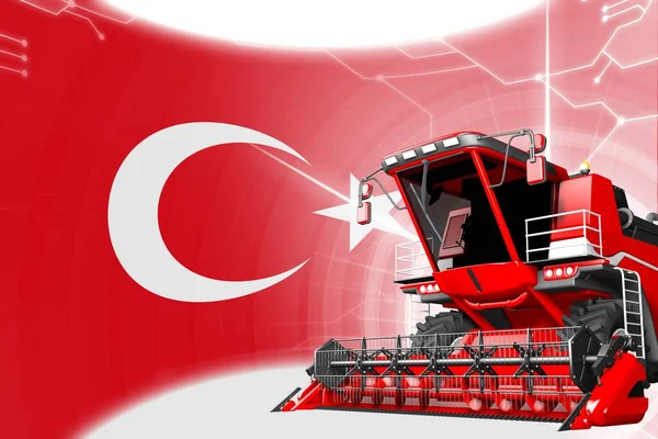 Concepto Innovación Agrícola Cosechadora Grano Avanzado Rojo Bandera Turquía Ilustración — Foto de Stock