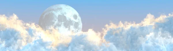 Backdrop Panorama Huge Cumulus Moon Nature Illustration — Stock Photo, Image