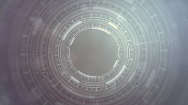 Üç boyutlu soyut illüstrasyon - hareket eden hud dairelerinin parlak dijital soyut arkaplanı, siber punk konsepti