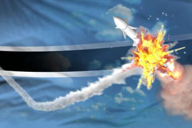 Botswana süpersonik savaş başlığını ele geçirdi, modern anti-roket düşman füze konseptini yok etti, askeri endüstriyel illüstrasyon bayraklı