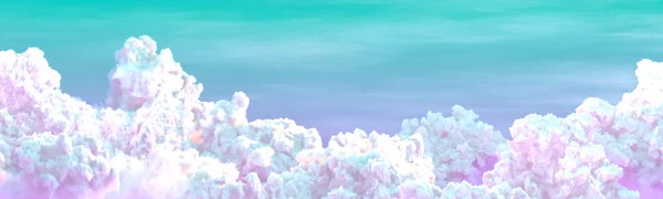 Roze Groen Panorama Van Wolken Achtergrond Cgi Natuur Illustratie — Stockfoto