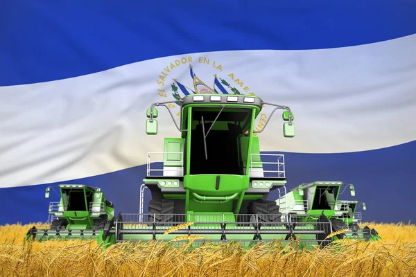 Lichtgroene Maaiers Het Platteland Combineren Met Vlag Achtergrond Salvador Landbouw — Stockfoto