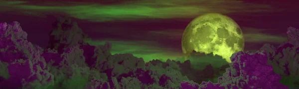 Фон Панорамные Огромные Облака Луна Иллюстрация — стоковое фото