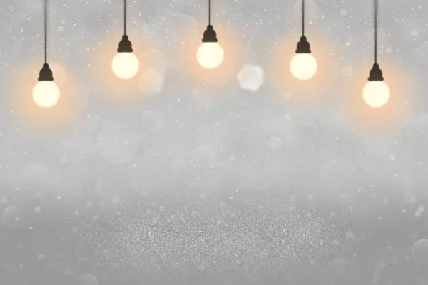 Прекрасный Блестящий Абстрактный Фон Блестки Огни Лампочками Падающие Снежные Хлопья — стоковое фото