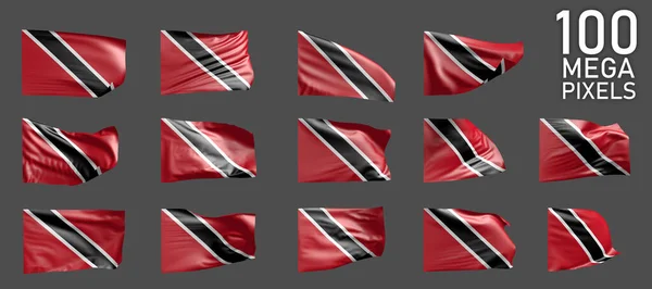 Verschillende Afbeeldingen Van Trinidad Tobago Vlag Geïsoleerd Grijze Achtergrond Illustratie — Stockfoto