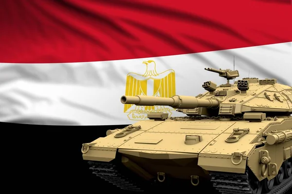 Heavy Tank Fictional Design Egypt Flag Background Modern Tank Army — Stock Photo, Image