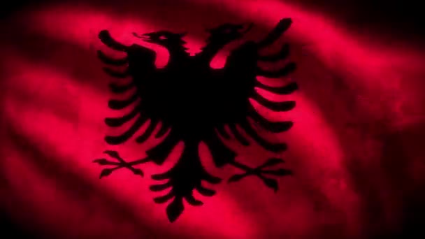 Albanien Grunzende Fahnenschleife — Stockvideo