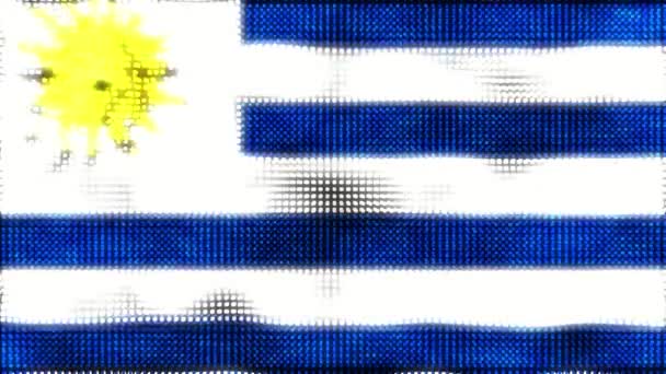 Bandera Digital Uruguay Animación Bucle — Vídeos de Stock
