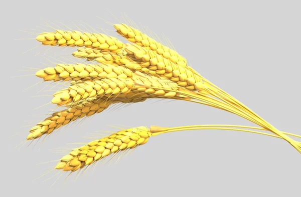 金黄色麦片 农场收获隔离 概念自然3D渲染 — 图库照片
