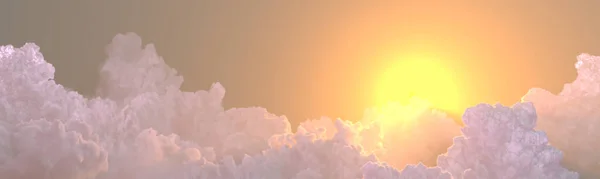 Panoramische Cumulus Zonsondergang Met Zonnestralen Natuur Rendering — Stockfoto