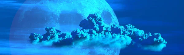 Фон Панорамні Великі Хмари Місяць Природа Ілюстрація — стокове фото