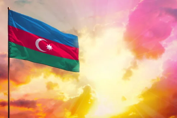 Fluttering Azerbaijan Flag Left Top Corner Mockup Place Your Information — Stock Photo, Image