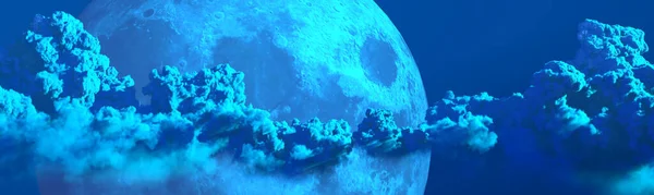 Фон Панорама Великих Хмар Місяця Цига Природа Ілюстрація — стокове фото