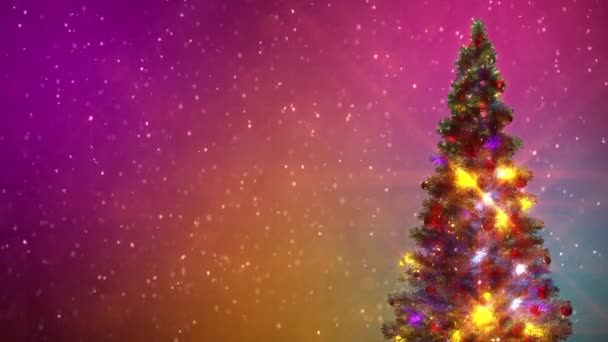 Decorated Xmas Tree Free Space Your Text — Stock Video