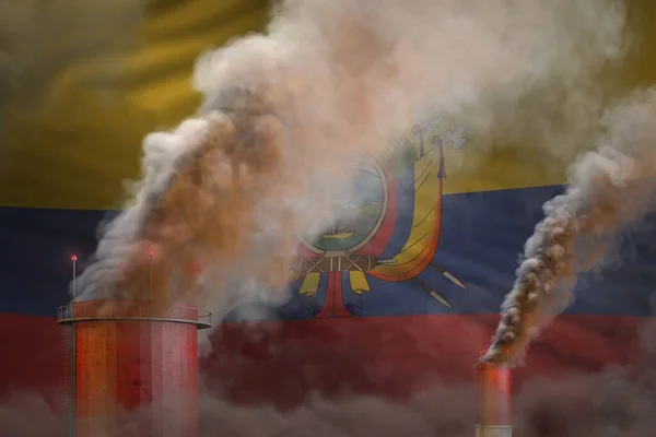 Πυκνός Καπνός Από Καμινάδες Της Βιομηχανίας Στη Σημαία Του Ισημερινού — Φωτογραφία Αρχείου