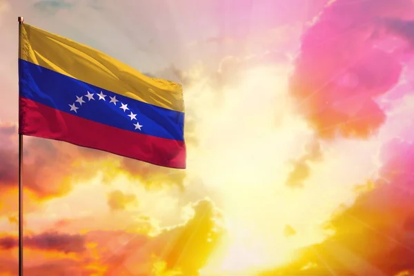 Fluttering Venezuela Zászló Bal Felső Sarokban Mockup Hely Információt Gyönyörű — Stock Fotó