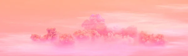 Orange Panoramic Clouds Sundown Backdrop Digital Nature Rendering — Stock Photo, Image