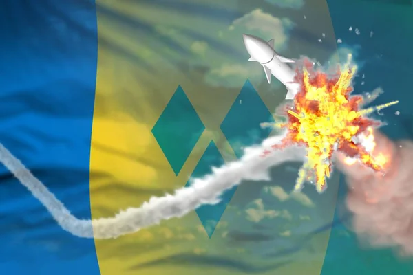Stratégiai Rakéta Megsemmisült Levegőben Saint Vincent Grenadine Szigetek Szuperszonikus Robbanófej — Stock Fotó