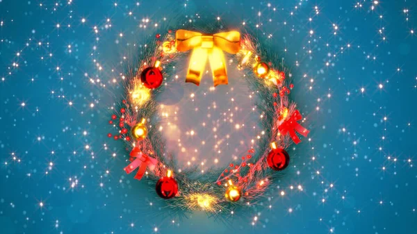 Bonita Corona Navidad Embellecida Fondo Colorido Concepto Objeto Ilustración — Foto de Stock