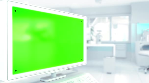 Medische Monitor Met Groen Scherm Ziekenhuiskamer — Stockvideo