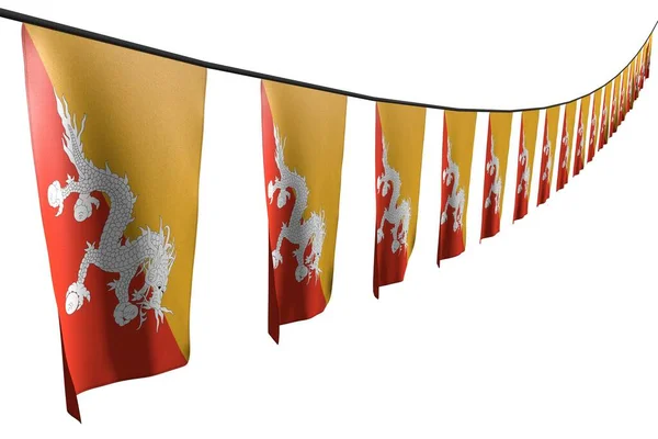 Schön Viele Bhutan Fahnen Oder Banner Hängen Diagonal Mit Perspektivischem — Stockfoto