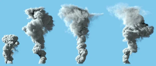 Imagens Diferentes Coluna Fumaça Cinza Sólida Partir Vulcão Explosão Industrial — Fotografia de Stock