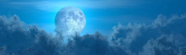 Backdrop Panorama Large Clouds Moon Cgi Nature Rendering — Stock Photo, Image