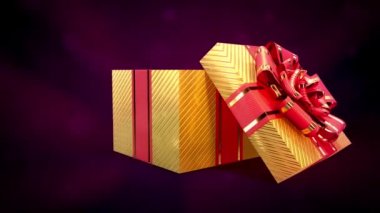 ... güzel altın ve kırmızı hediyeleri karanlık arka planda açtı.