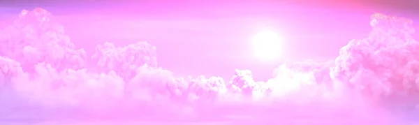 Panoramic Clouds Sunset Sun Rays Cgi Nature Rendering — Stock Photo, Image