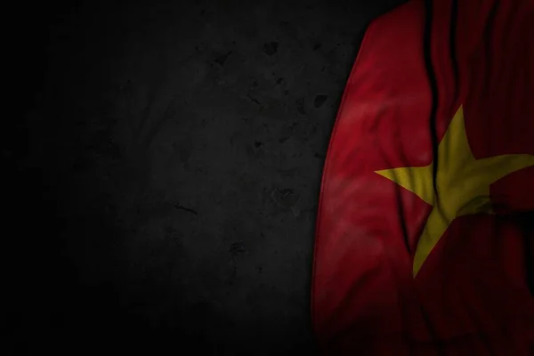 Carino Immagine Scura Della Bandiera Del Vietnam Con Grandi Pieghe — Foto Stock