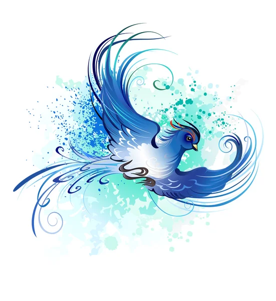Akvarell blå fågel — Stock vektor