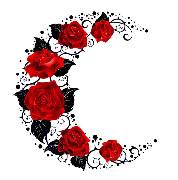 La luna delle rose rosse — Vettoriale Stock