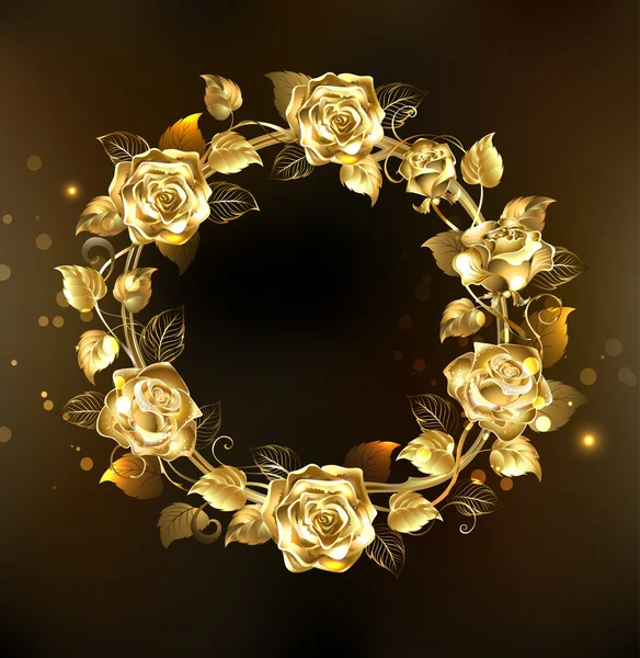 Wreath of gold roses — Stock Vector