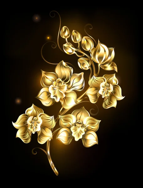 Shining golden orchid — Stock Vector