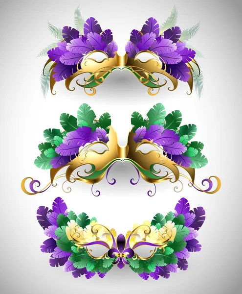 Set of Mardi Gras masks — Stock Vector