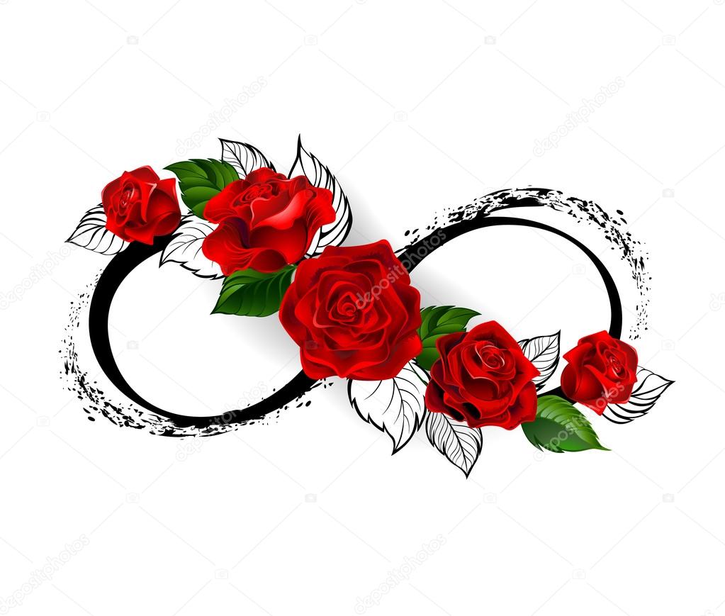 infinity symbool met rode rozen stockvector infinity symbool met rode rozen stockvector