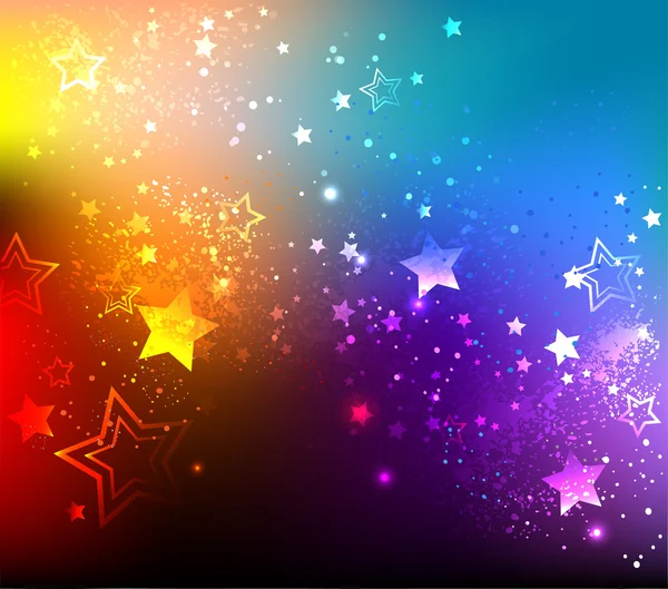 Fondo arco iris con estrellas — Vector de stock