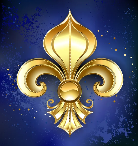 Gold Fleur-de-lis на синем фоне — стоковый вектор