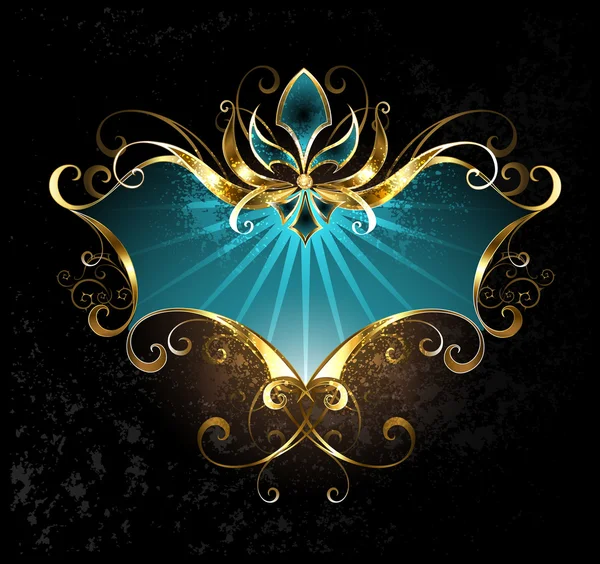 Turquoise banner met Fleur de Lis — Stockvector