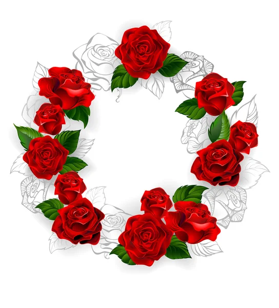 Circle of red roses — Stock Vector