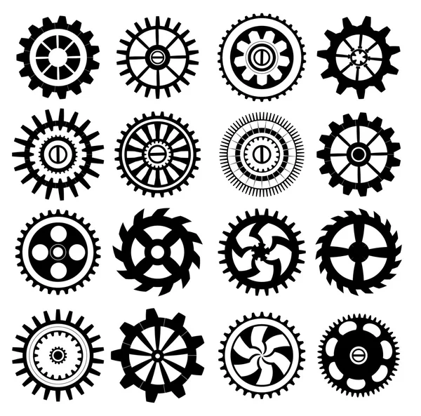 Set of black gears — Stock Vector