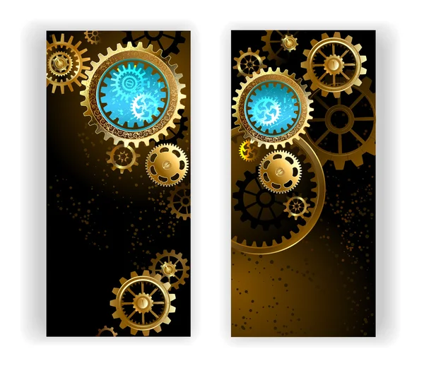 Two banners with gears — Stock Vector