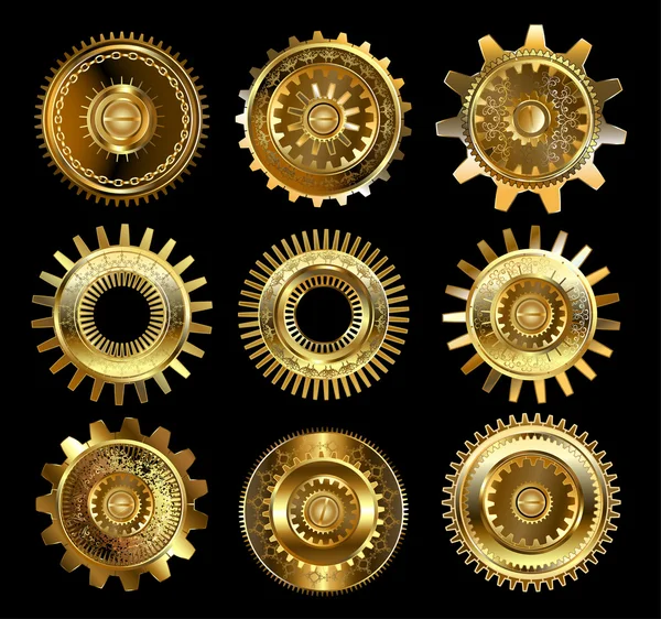 Set of complex gears — Stock Vector