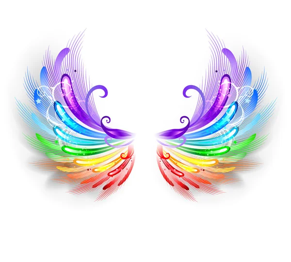 Rainbow wings on a white background — Stock Vector