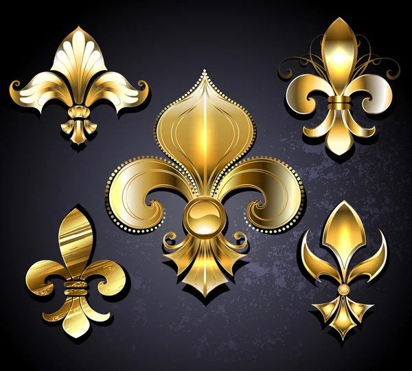 Набор золотых Fleur de Lis — стоковый вектор
