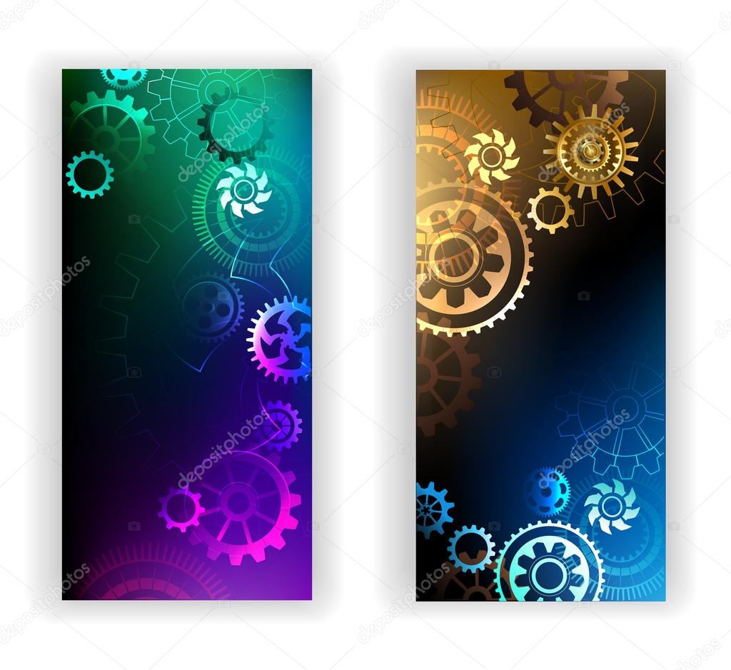 Banners with colorful gears