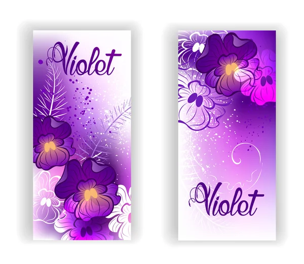 Banner con violetas brillantes — Vector de stock