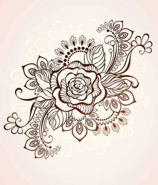 Роза, нарисованная хной — стоковый вектор