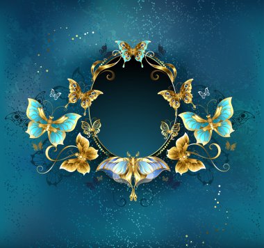 Lüks kelebekler ile oval afiş